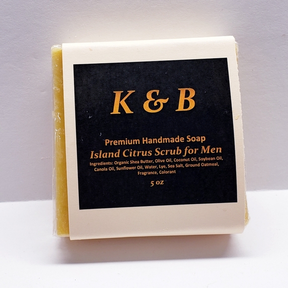 ISLAND CITRUS SCRUB (for Men) Premium Handmade Natural Bar Soap, 5 oz (3 pack) - Picture 5 of 6